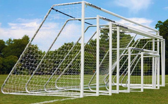 Aluminum Soccer Goals 100% Aluminum Frame with 3” White Round Front Posts.