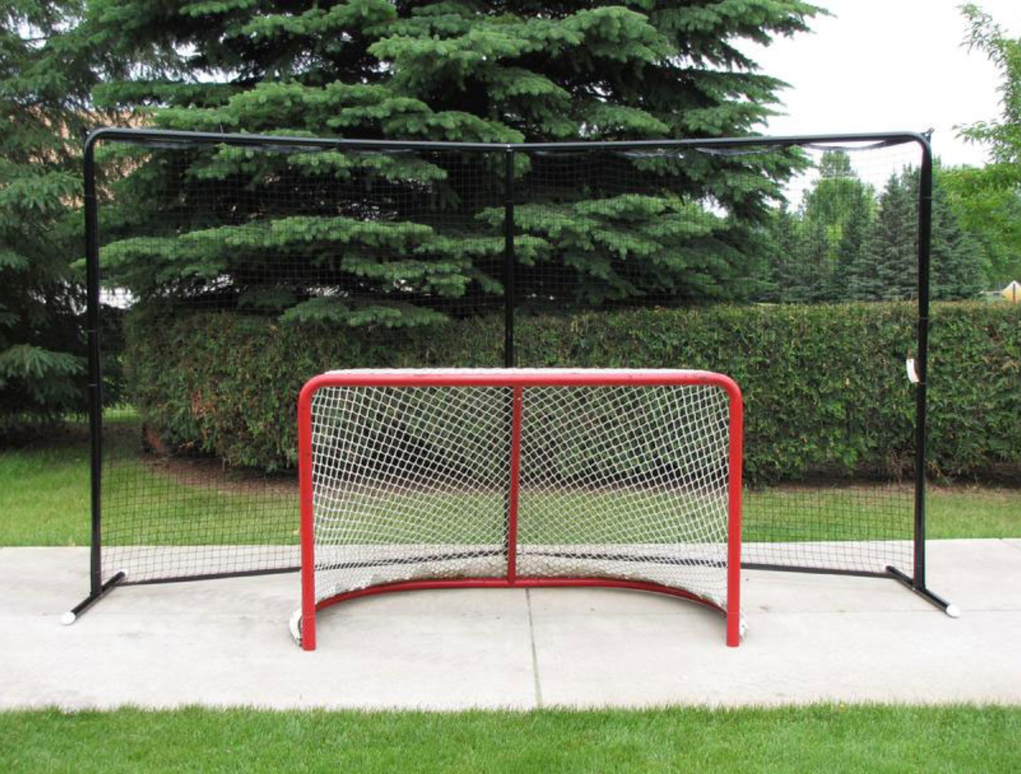Steel Backstop in 3 Sizes: 3-Pole Angled 14.5x7.5, 2-Pole Straight 14.5 x 7.5, 3-Pole Straight 20’ x 10’; All Backstops with Black Powder-Coated Finish.