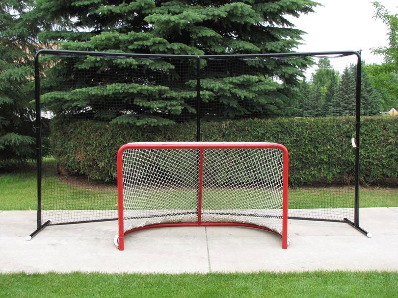 Backstop Systems Steel Backstop in 3 Sizes: 3-Pole Angled 14.5x7.5, 2-Pole Straight 14.5 x 7.5, 3-Pole Straight 20’ x 10’; All Backstops with Black Powder-Coated Finish.