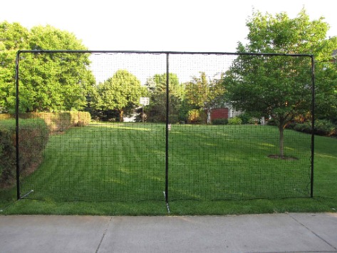 3-Pole Backstop, 20' x 10' Straight 20’ x 10’ Straight, Self-Standing, 3-Pole Steel Backstop with Premium Black Powder-Coated Finish; Great for Containing Balls and Pucks in Your Backyard.