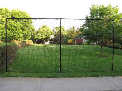 20’ x 10’ Straight, Self-Standing, 3-Pole Steel Backstop with Premium Black Powder-Coated Finish; Great for Containing Balls and Pucks in Your Backyard.