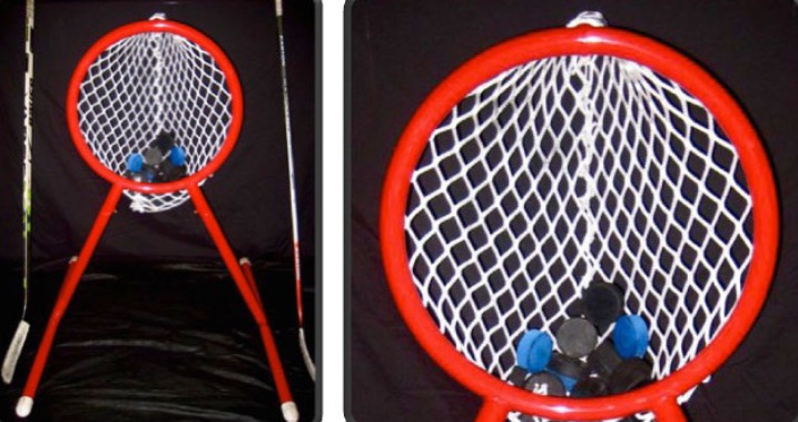 Bullseye Hockey Goal 4’ High Steel Hockey Training Goal with 26” Diameter Circular Opening; Welded Lacing Bar for Attaching Net; Great for Hockey Shooting Practice.