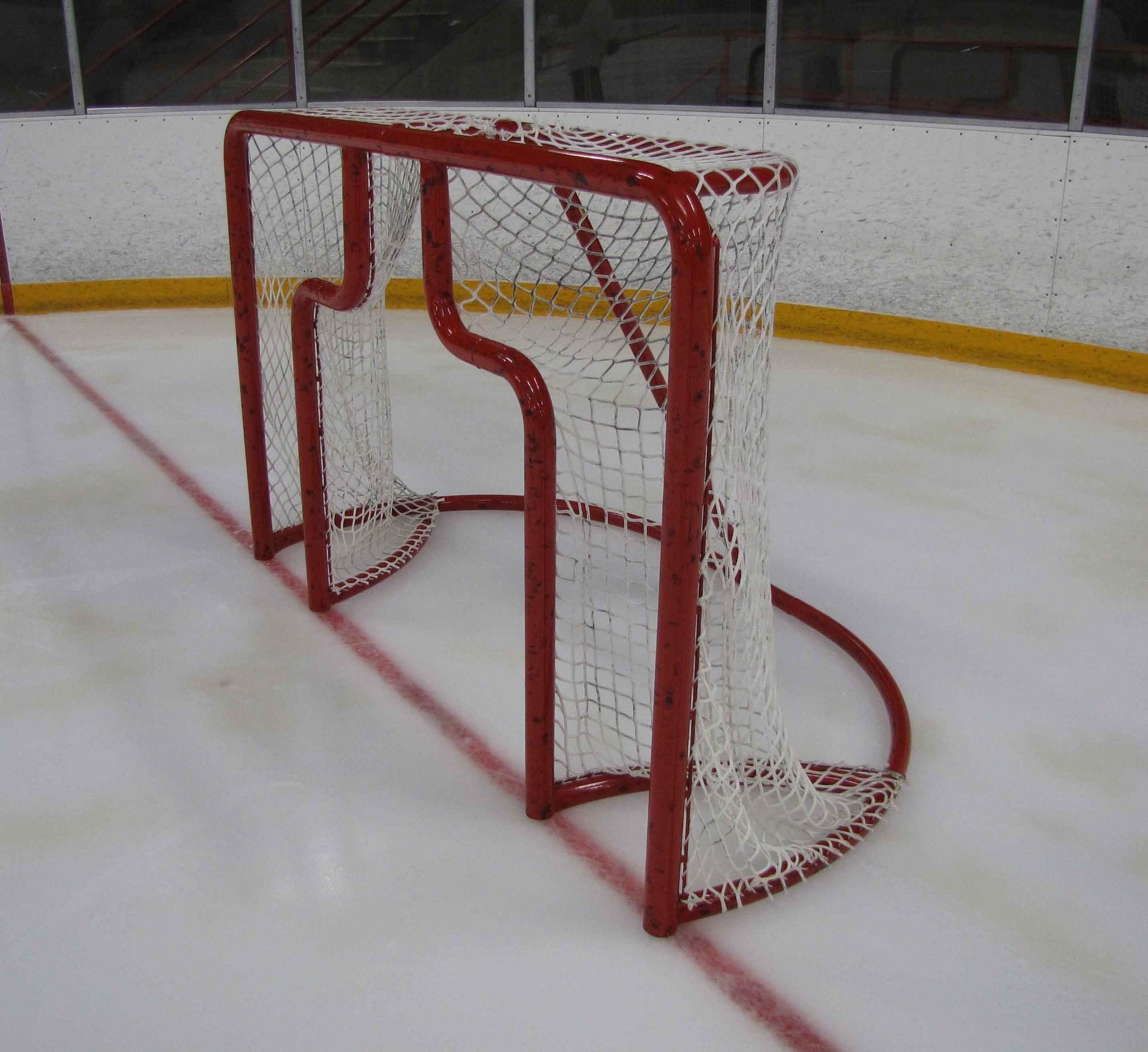 Ghost Hockey Training Goal 6’ x 4’ Steel Hockey Training Goal Front with Two Shooting Target Area, Each Side of Goalie; Welded Lacing Bar for Attaching Net; For Hockey Shooting Practice.