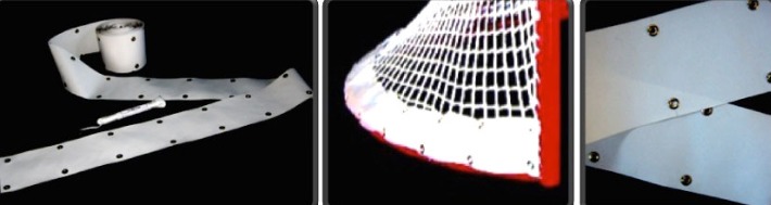Protective Base Skirt for Hockey Goal Hockey Goal Protective Base Skirt is 6" Wide with Brass Grommets on Top and Bottom Every 6 Inches; Available for All Net Sizes.