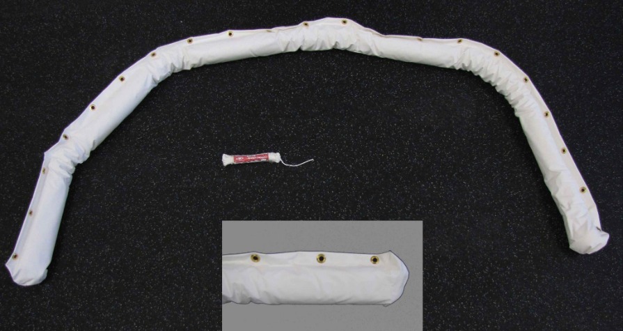 Protective Bottom Base Pipe Pad for Hockey Goal Frame 128"L Protective Hockey Goal Bottom Base Pad with Heavy-Duty Brass Grommets Stitched on Edge for Attaching to Steel Lacing Rod; 18 oz. Bright White Vinyl.