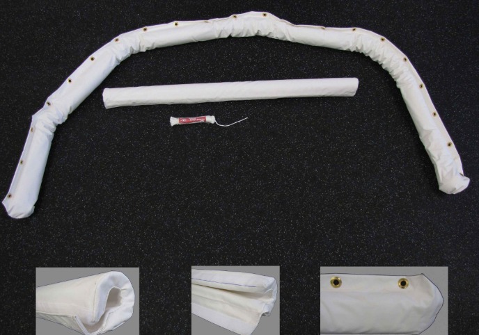 Protective Hockey Goal Frame Center Pipe and Bottom Base Pipe Pads Hockey Goal Frame Protective Center Pipe and Bottom Base Pipe Pads; 48.5"L Center Pipe Pad; 128"L Bottom Base Pipe Pad; 18 oz. Bright White Vinyl.