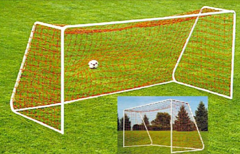 SSG127, Steel Soccer Goal, 12.5' x 6.5' Heavy-Duty Steel Soccer Goal with Quality White Powder Coat Finish; 12.5' x 6.5' with 6' Base Depth and 2' Top Shelf Depth.